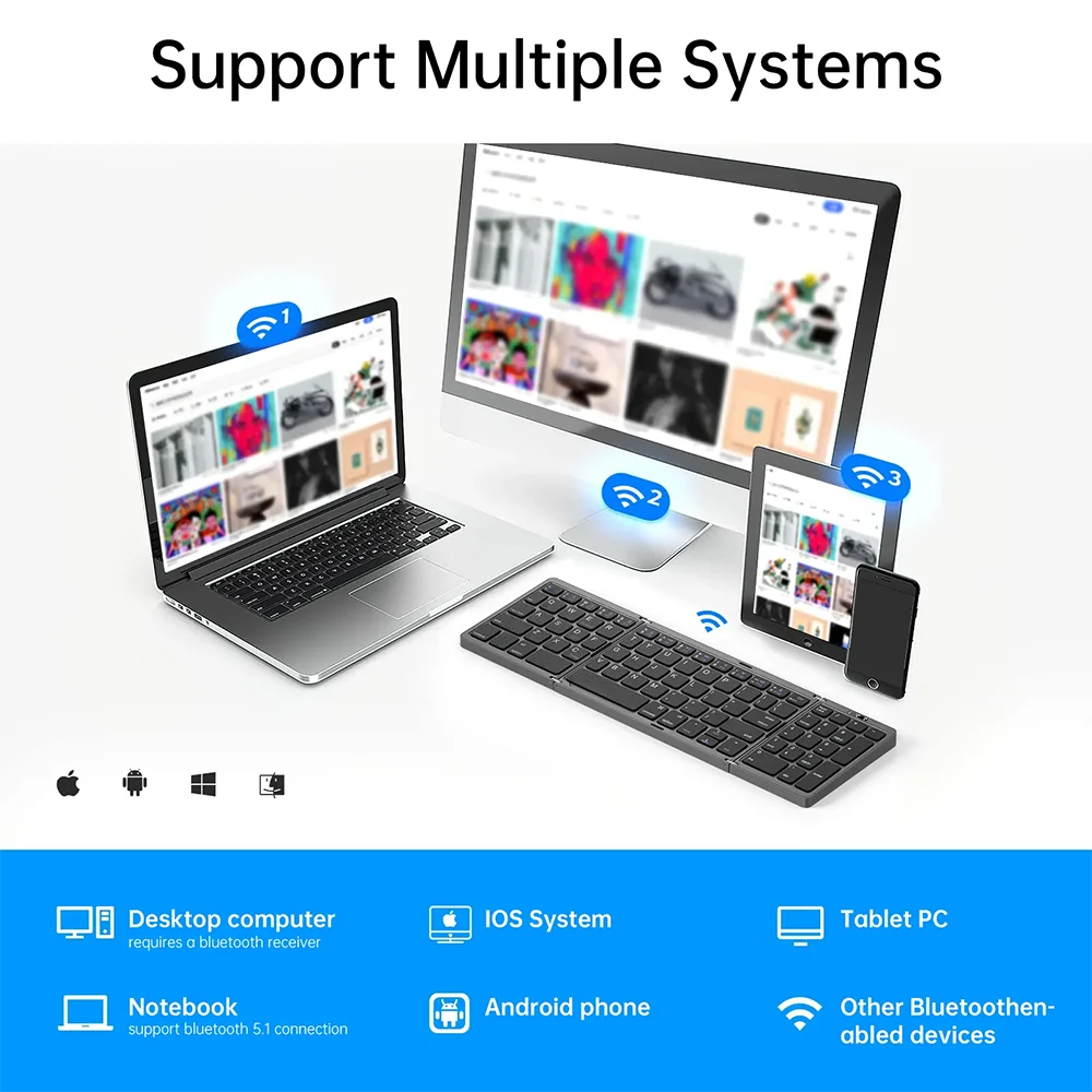 FOLDTYPE™ Wireless Folding Keyboard Portable Bluetooth Travel Keyboard