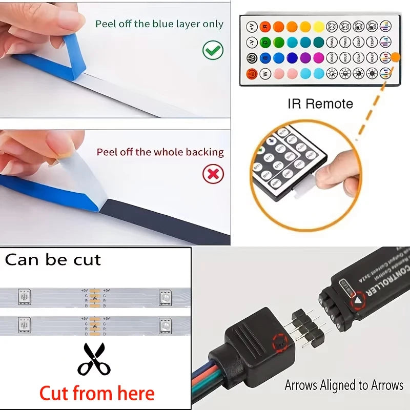 RGB LED Strip Lights with Remote