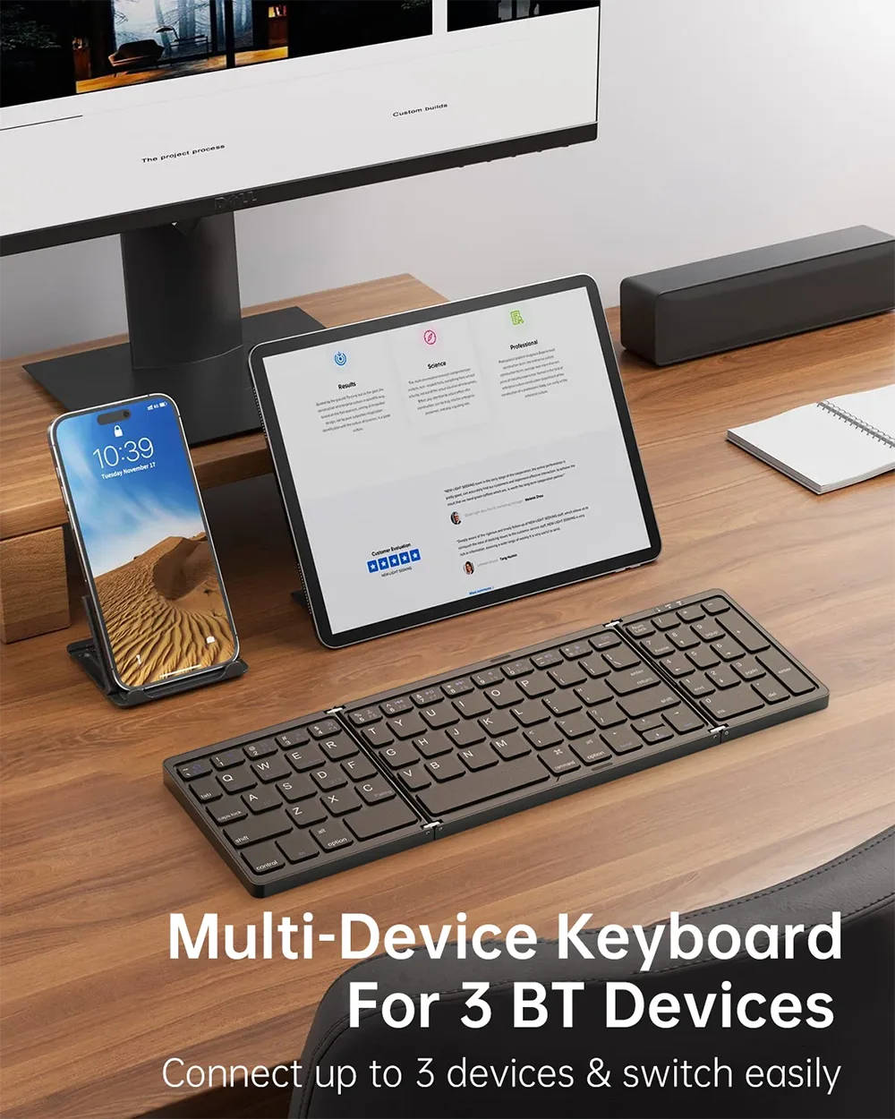 FOLDTYPE™ Wireless Folding Keyboard Portable Bluetooth Travel Keyboard