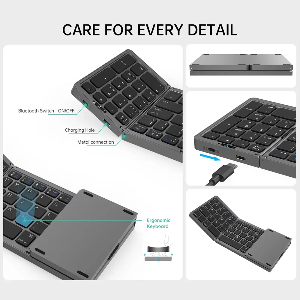 FOLDTYPE™ Wireless Folding Keyboard Portable Bluetooth Travel Keyboard