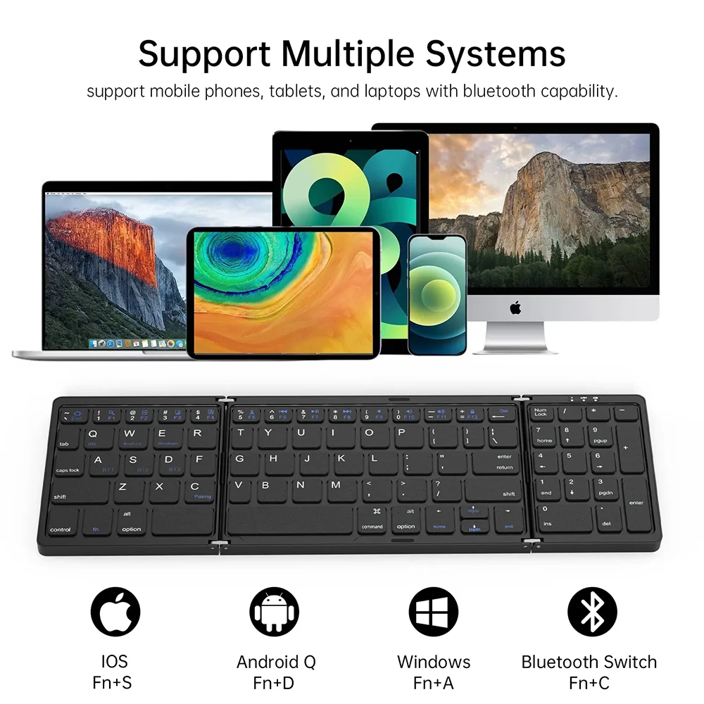 FOLDTYPE™ Wireless Folding Keyboard Portable Bluetooth Travel Keyboard